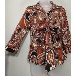 Studio 1940 Brown Paisley Top Size Small Y2K Goblincore Boho Festival Retro